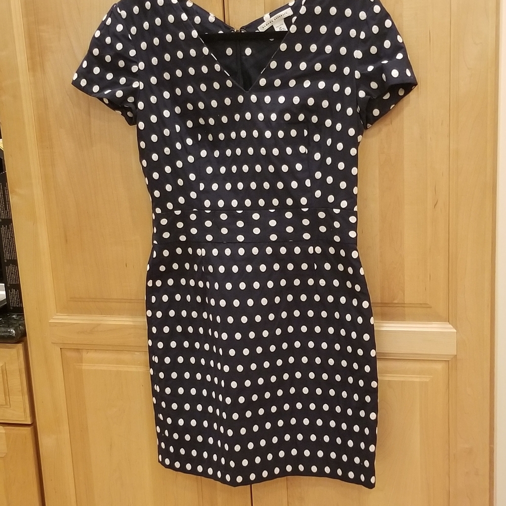 Banana Republic Navy Polka Dot Dress Size 2P Petite EUC